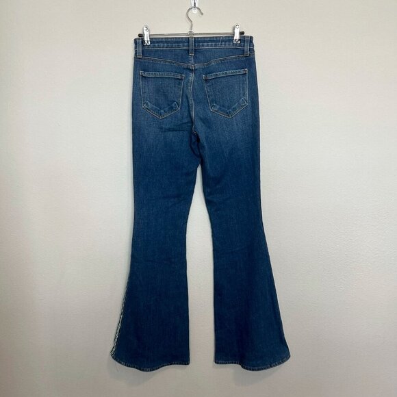 L'AGENCE Women's High Rise Side Stripe Solana Flare Denim Jeans Size 26 - Picture 4 of 4